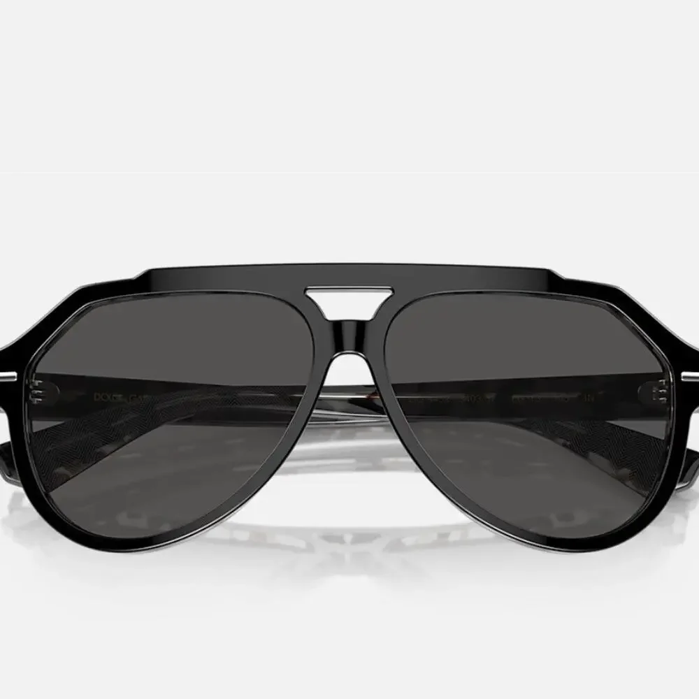 Dolce & Gabbana NEW DG 4452 Pilot Sunglasses Black on Grey Havana Aviator $415
